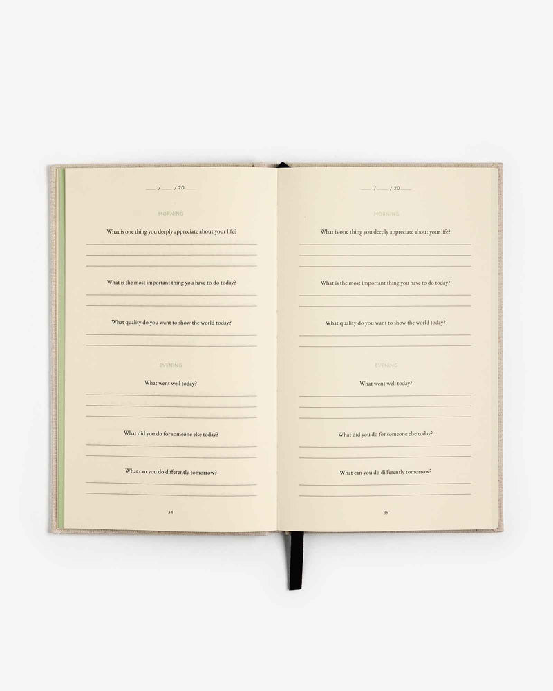 The Three Question Journal Green - Daily Guided Wellbeing