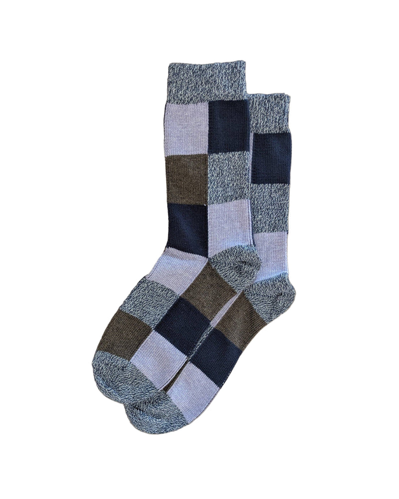 Organic Cotton Socks - Patchwork Blue: UK 8-11