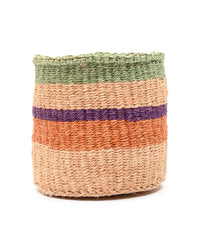 The Basket Room - RELI: Orange, Purple & Green Stripe Woven Storage Basket: M / Orange / Striped
