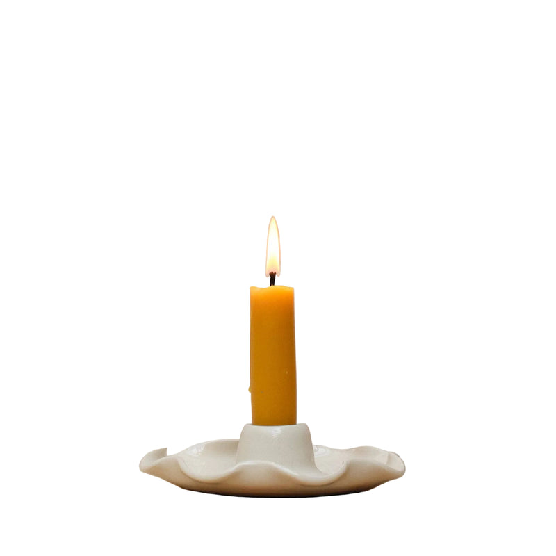 Hand Thrown Stoneware Frilly Candle Holder