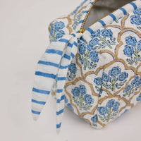 Small Toiletry Bag - Trellis Indigo