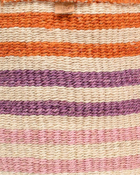 The Basket Room - SAFIRI: Orange, Pink & Purple Stripe Woven Storage Basket: M / Orange / Striped