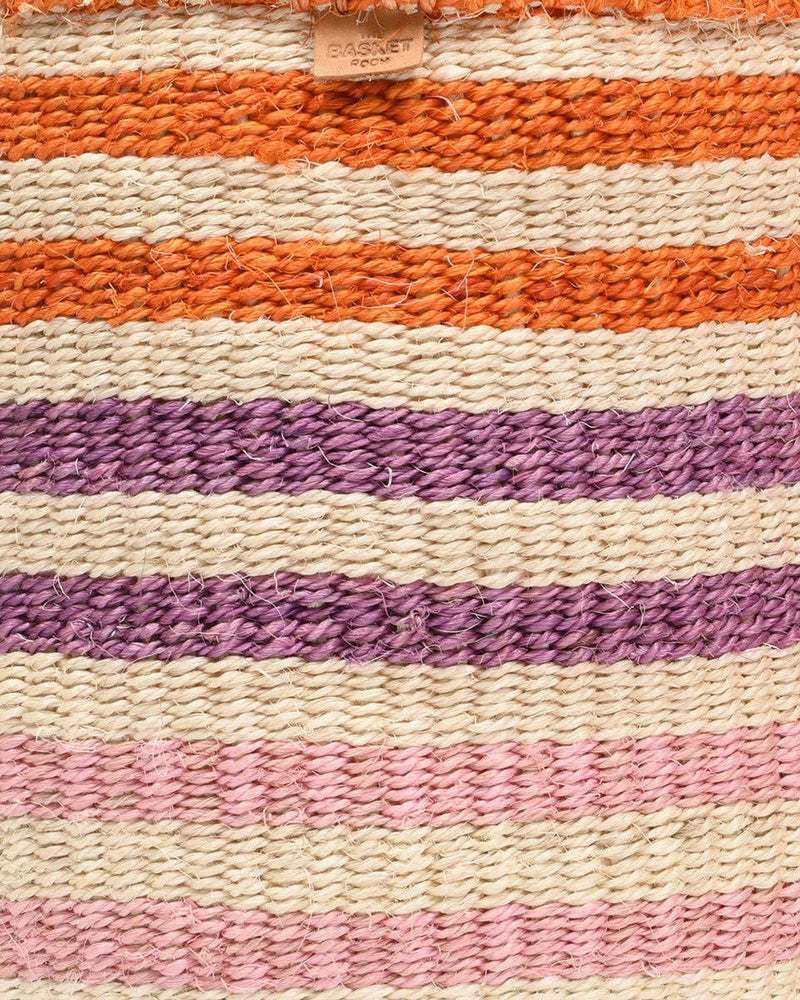 The Basket Room - SAFIRI: Orange, Pink & Purple Stripe Woven Storage Basket: M / Orange / Striped