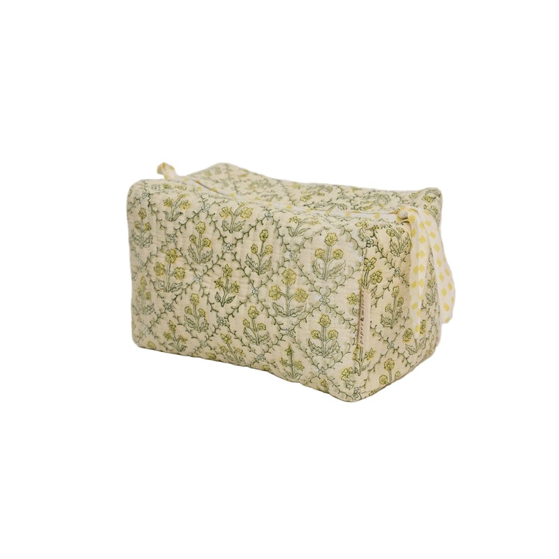 Large Toiletry Bag - Floral Lattice Buttercream