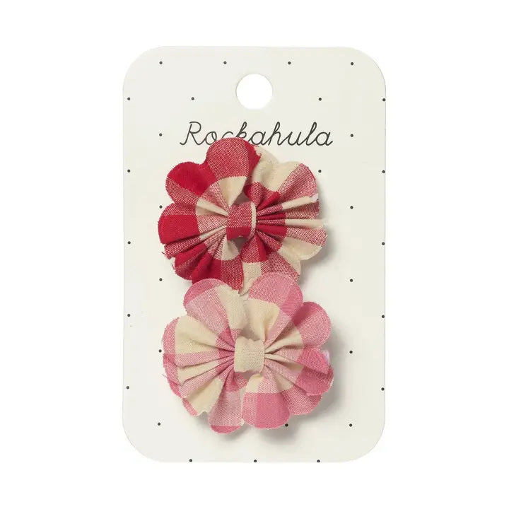 Scalloped Gingham Bow clips