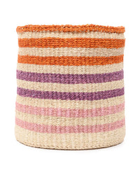 The Basket Room - SAFIRI: Orange, Pink & Purple Stripe Woven Storage Basket: M / Orange / Striped
