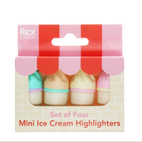 Mini Ice Cream Highlighters - Set of Four