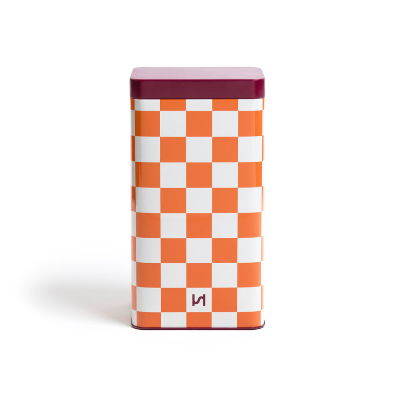 Airtight Tin Storage Container: Check Orange