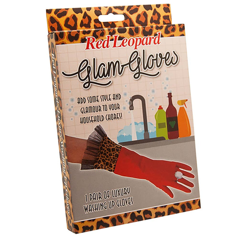 Washing Up Gloves - Red Leopard