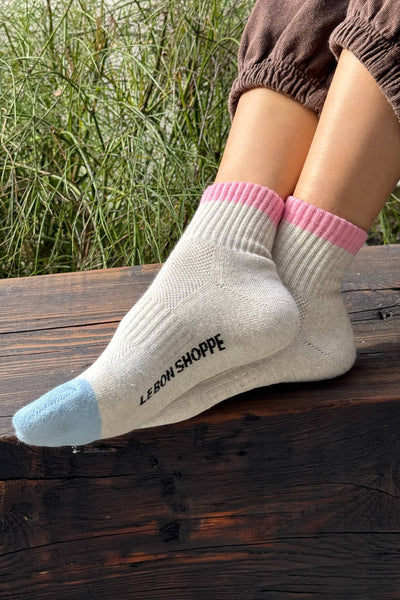 Color Block Girlfriend Socks - Grey/Pink