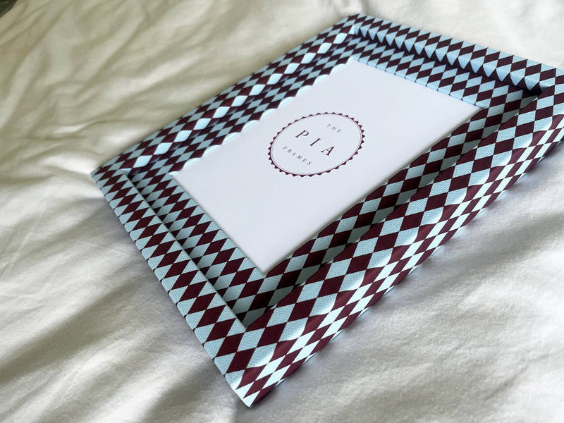 Burgundy & Blue Harlequin Frame: 10x8in (7x5in)