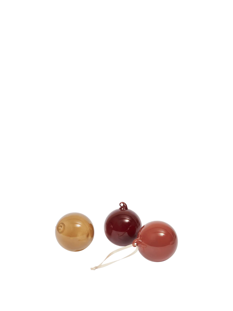 Glass Baubles M - Set of 3 - Roseate Opaque