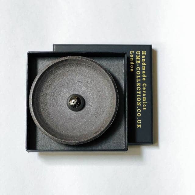 Incense & Smudging Dish - Black Stoneware and Gold Dome