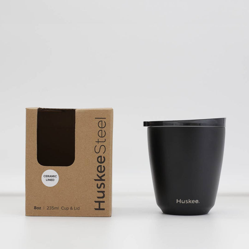 HuskeeSteel Cup & Lid - Black 8oz