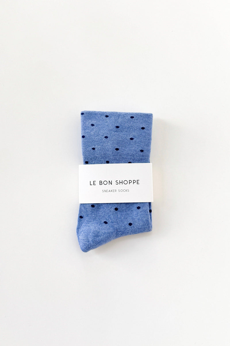 Polka Dot Sneaker Socks - Cacao/ Blue