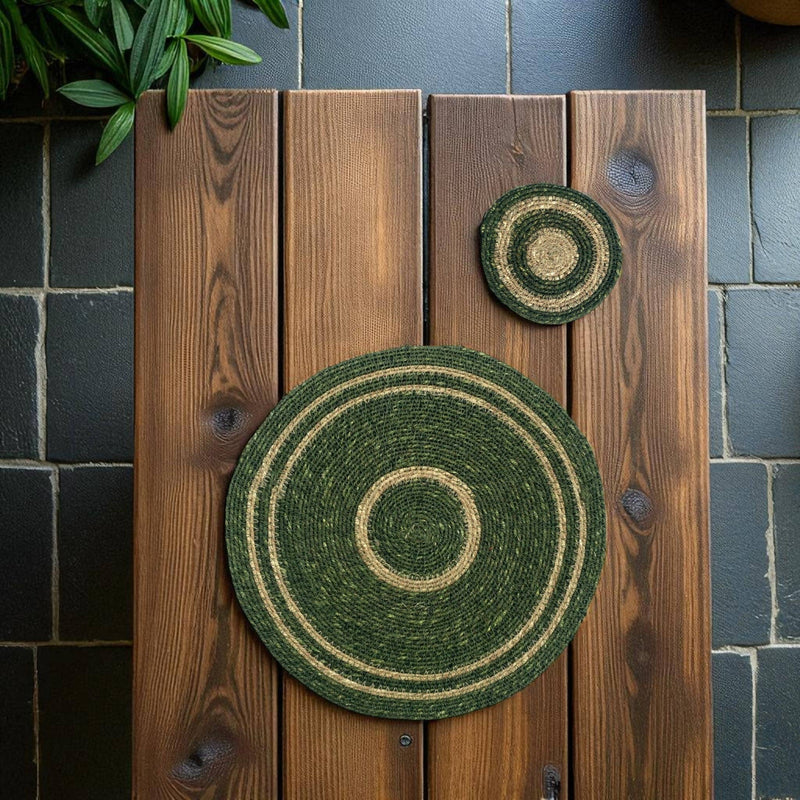 Seagrass Coaster - Olive Green / Natural