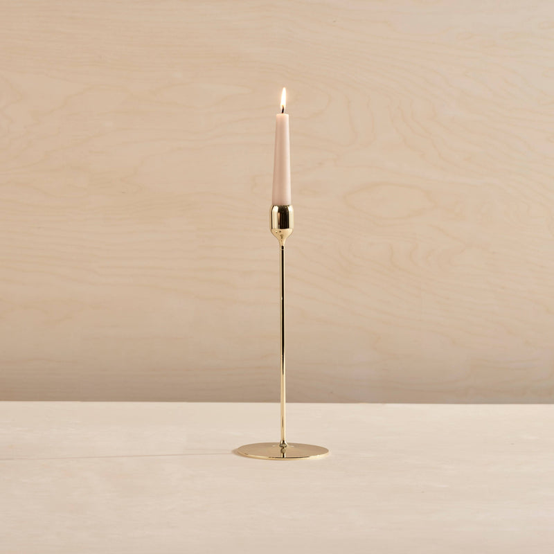 Flute brass candlestick, Polished: Medium