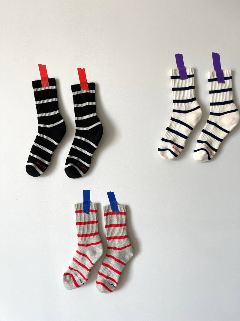 Boyfriend Socks - Flax Stripe