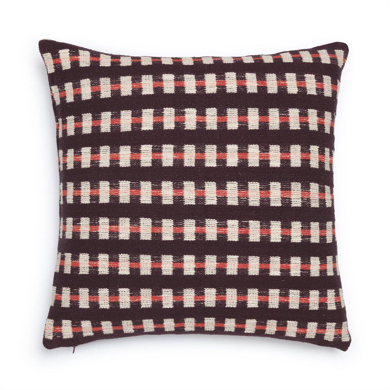 Cotton Woven Cushion Cover: Hila Burgundy