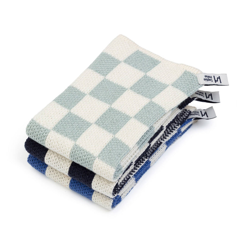 Reusable & Eco-Friendly Cotton Dishcloths - Check Cobalt