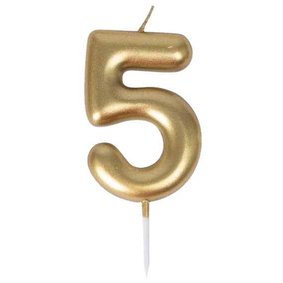 Gold Number 5 Candle