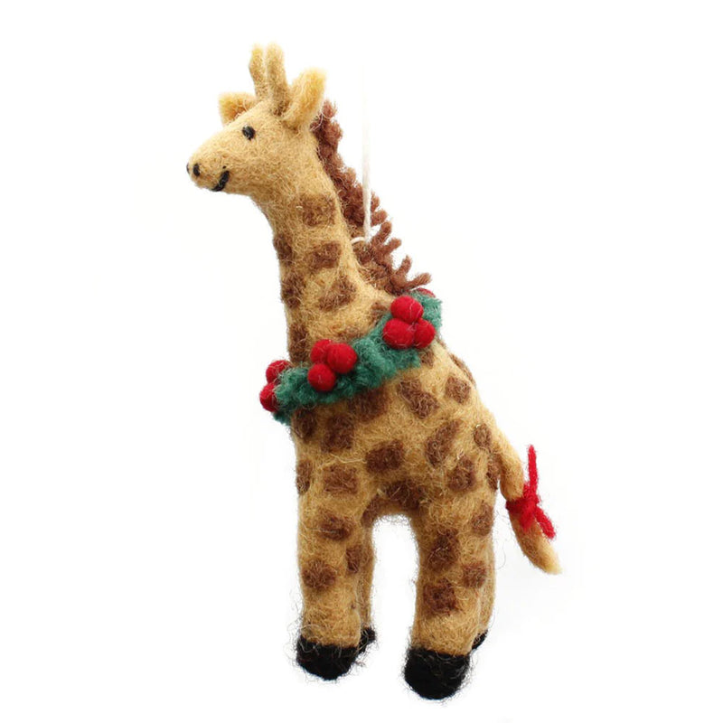 Giraffe with Holly Wreath Christmas Decoration