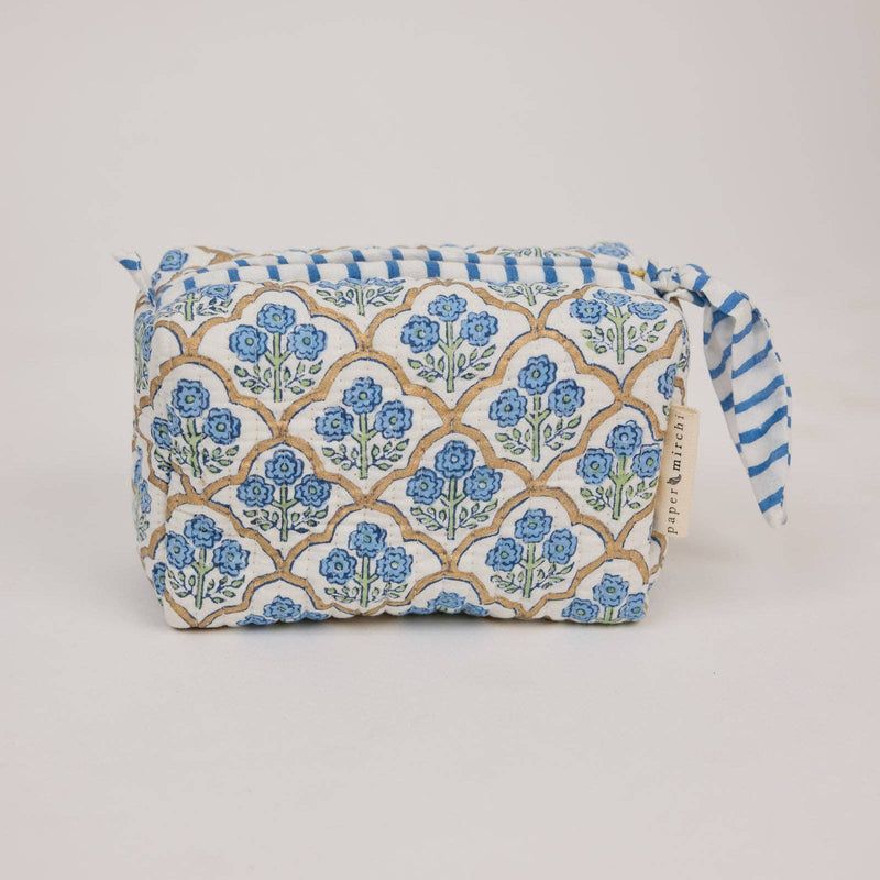 Small Toiletry Bag - Trellis Indigo