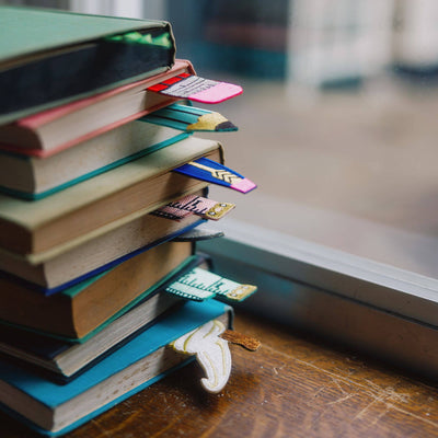 Blue Paint Brush Embroidered Fabric Bookmark