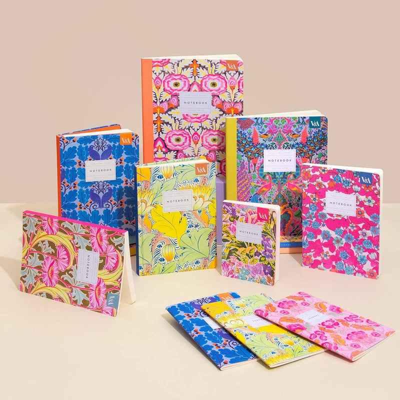 Neon Floral Pink and Blue Premium Paperback Notebook (A5)