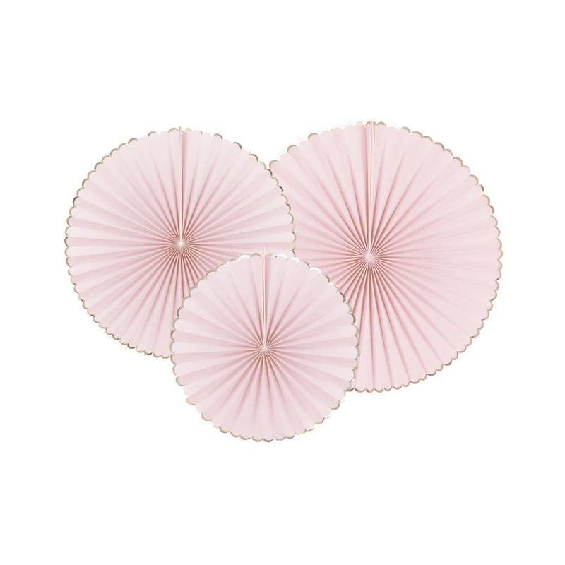 Pastel Pink and Gold Fans - Set Of 3