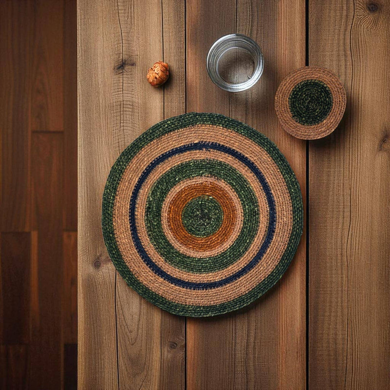 Seagrass Coaster - Olive / Old Rose