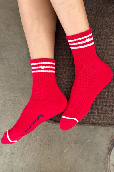 Embroidered Girlfriend socks - Scarlet & Heart