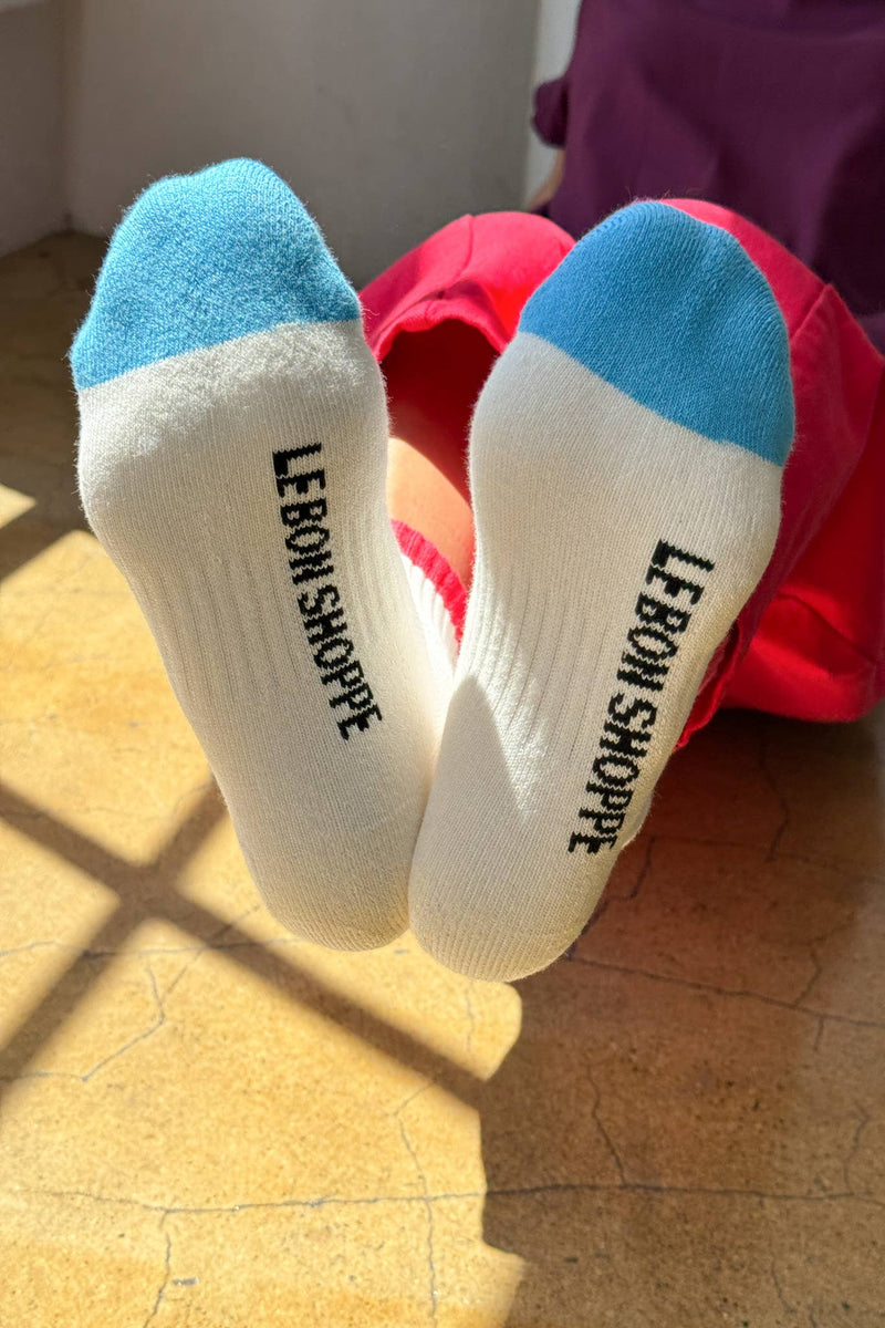 Colour Block Girlfriend Socks - Blue Red