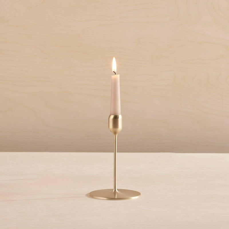 Flute brass candlestick, Brushed: Large
