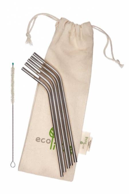 Stainless Steel Bent Drinking Straws - Set of 5