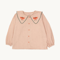 Bow Scalloped Collar Blouse - Light Rust/Light Cream