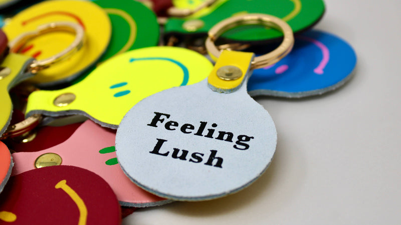 Feeling Lush Smiley Face Key Fob - Acid Green
