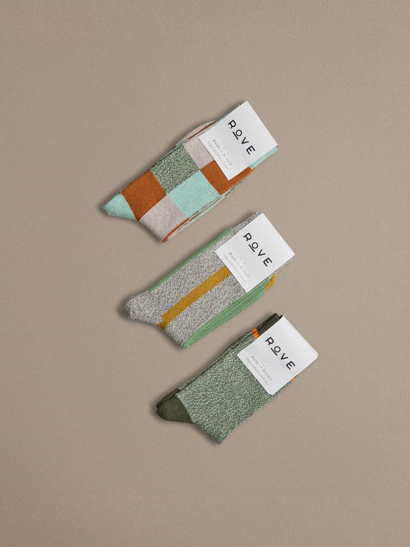 Organic Cotton Socks - Patchwork Mint: UK 8-11