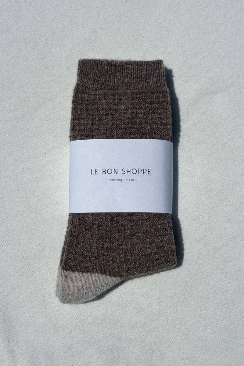 Wool Waffled Socks - Brown / Oatmeal