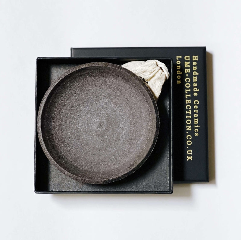Incense & Smudging Dish - Black Stoneware and Gold Dome