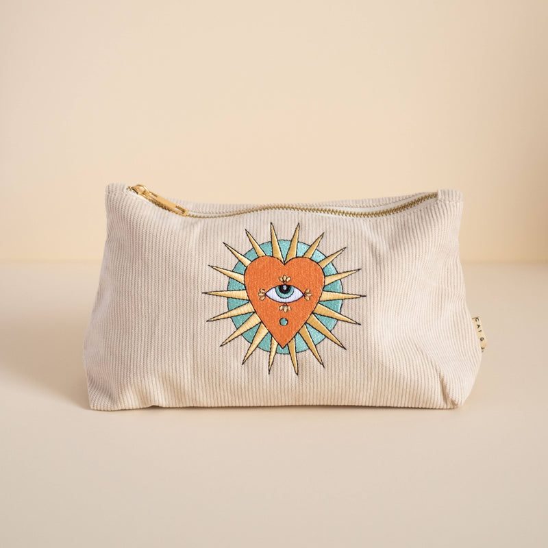 cai & jo - Medium Corduroy Pouch in Stone