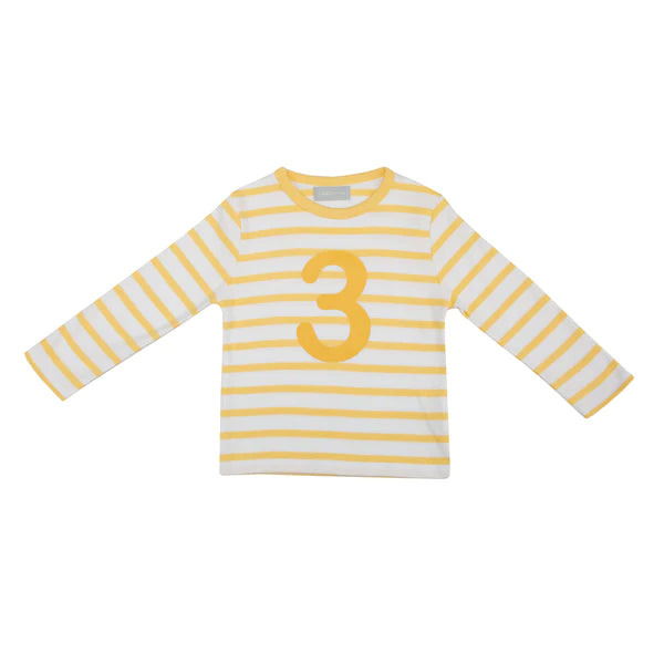 Buttercup & White Breton Striped Number T-Shirt