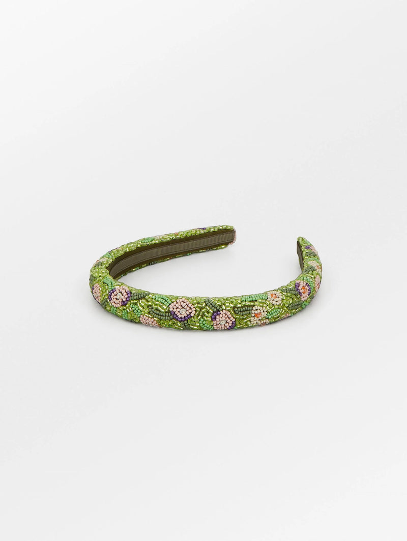 Petulia Slim Beaded Hairbrace - Primrose Green