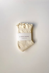 Ruffled Hugger Crew Socks - Vintage Pink/ Black
