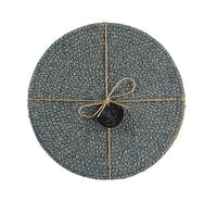 Jute Placemats 27cm in Cornflower/Natural, Tied Set of 4