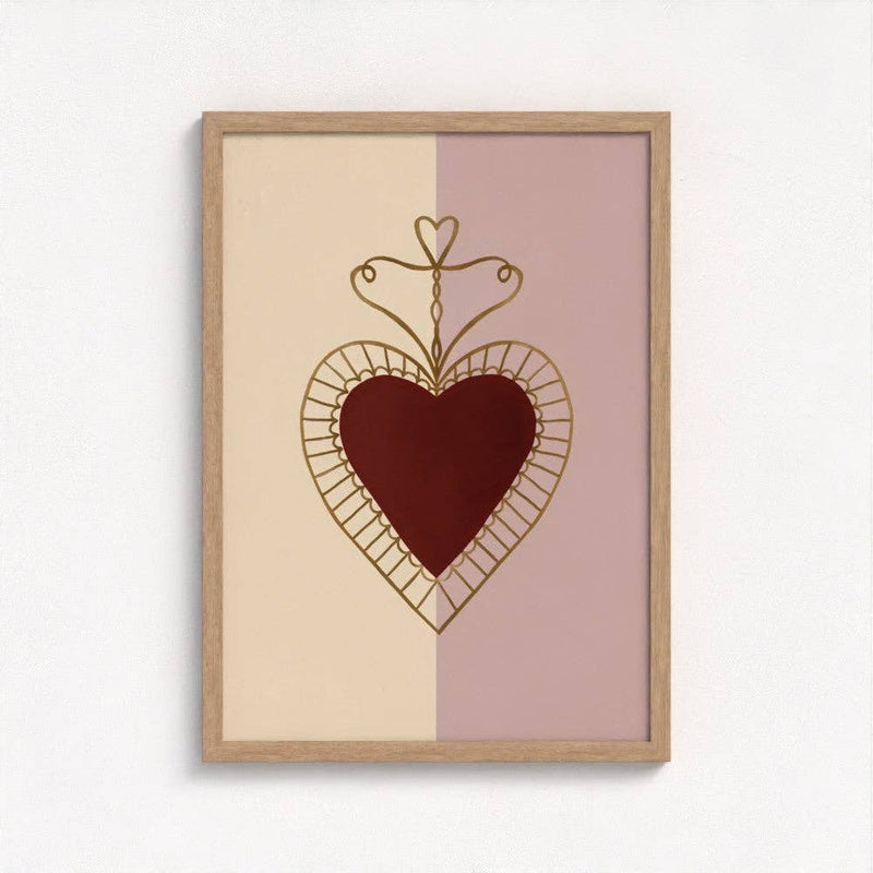 Queen of the Rodeo - Giclee Art Print Love Heart (Mauve): A3