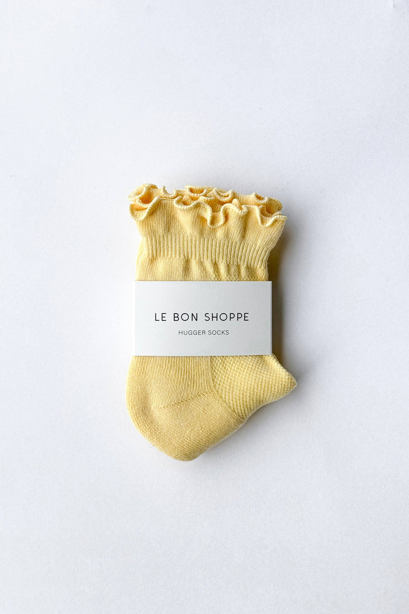 Ruffled Hugger Crew Socks - Banana Cream & Red