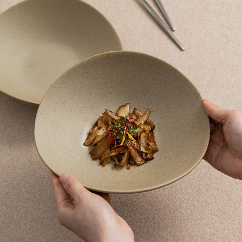 Gohobi Japanese Ceramic Irregular Salad Bowl: 8.5 inch