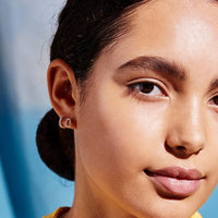 Hoop Earrings with White CZ - Silver