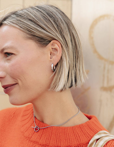 Herringbone Toggle Chain Necklace - Silver